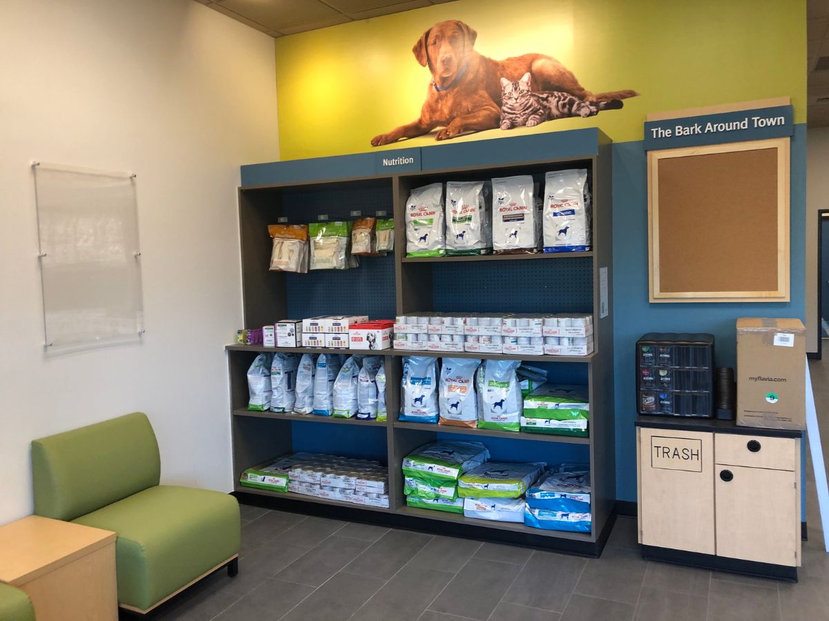 The Banfield Phoenix Biltmore shop and supply shelves