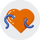 Illustrated icon of heartworms