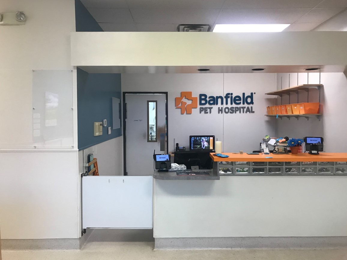 Hospital front desk and exam rooms