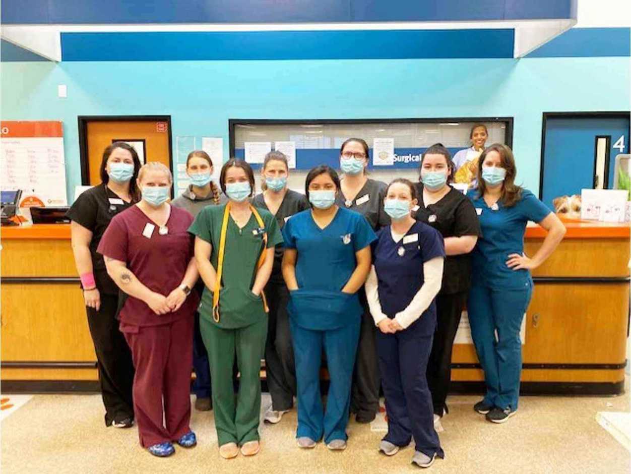 A group of Banfield Associates at the Banfield Pet Hospital