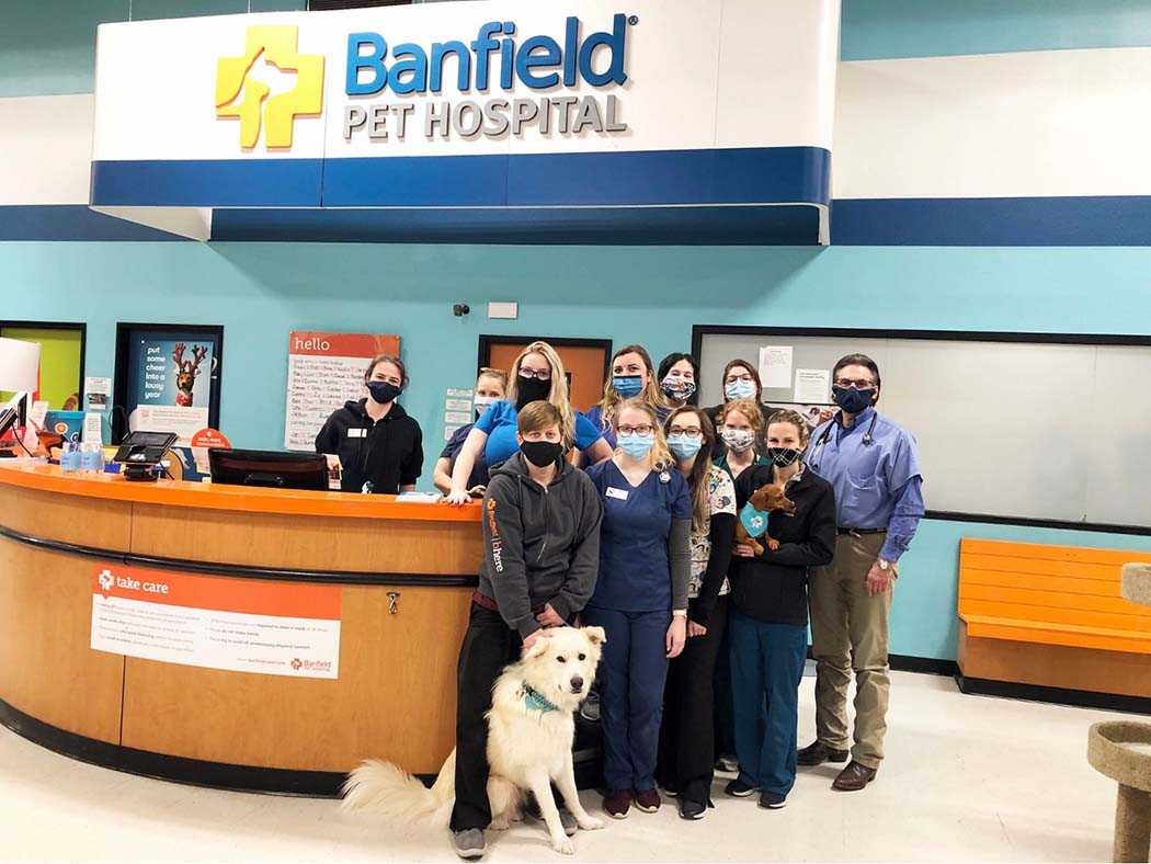 A group of Banfield Associates at the Banfield Pet Hospital, Asheville, NC